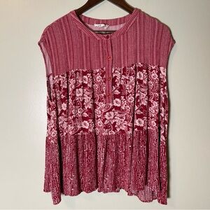 Everleigh XL Sleeveless oversized top Blouse, Burgundy, Bohemian Boho Festival